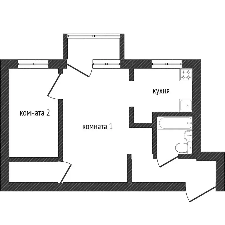 2-комнатная квартира: Златоуст, улица имени А.С. Грибоедова, 9 (45.1 ... - Фото 1