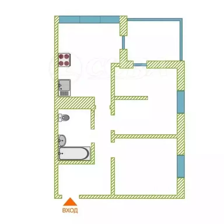 2-к кв. Тюменская область, Тюмень ул. Тимофея Чаркова, 79к1 (67.0 м) - Фото 2