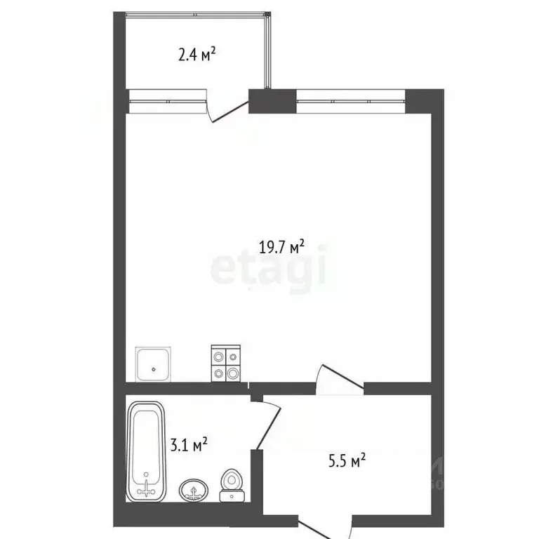 Студия Московская область, Дмитров Шлюзовая ул., 8к3 (29.1 м) - Фото 2