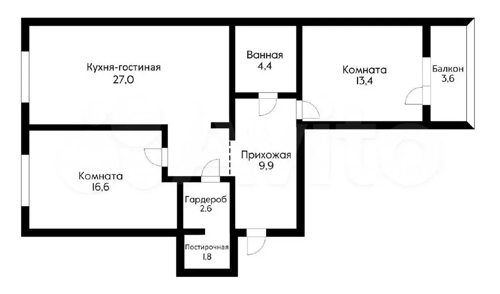 3-к. квартира, 77,9 м, 1/23 эт. - Фото 0