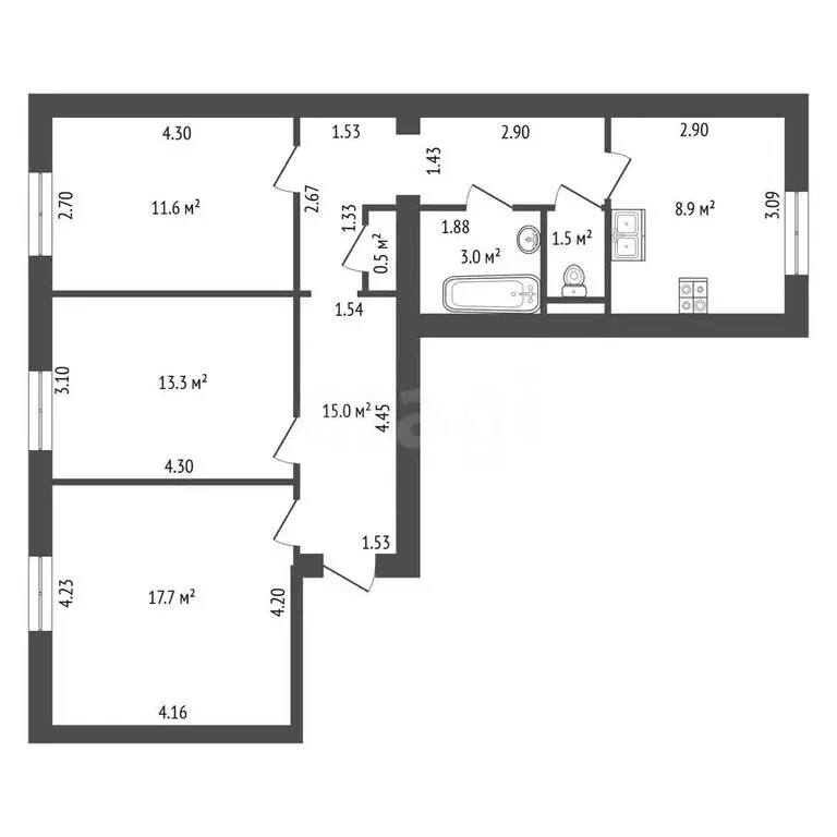 3-комнатная квартира: Санкт-Петербург, улица Бабушкина, 81к1 (71.5 м) - Фото 2