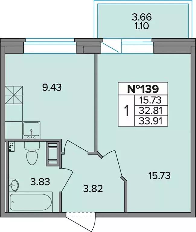 1-комнатная квартира: Ленсоветовский, 19к2 (33.5 м) - Фото 1