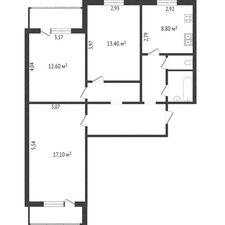 3-комнатная квартира: Белгород, улица Щорса, 49 (78 м) - Фото 1