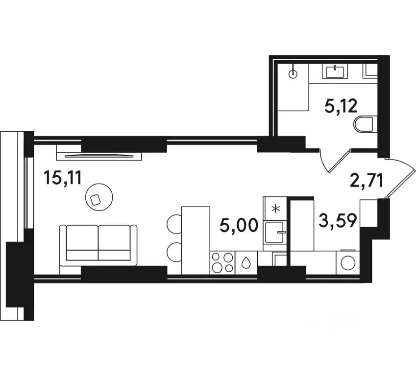 1-к кв. Москва ул. Сокольнический Вал, 2АС1 (31.53 м) - Фото 0