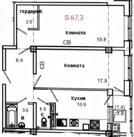 2-к кв. Ставропольский край, Пятигорск ул. Пестова (67.3 м) - Фото 0
