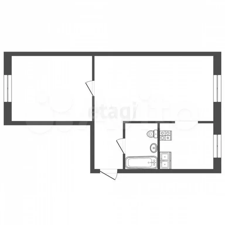 2-к. квартира, 43 м, 1/5 эт. - Фото 0