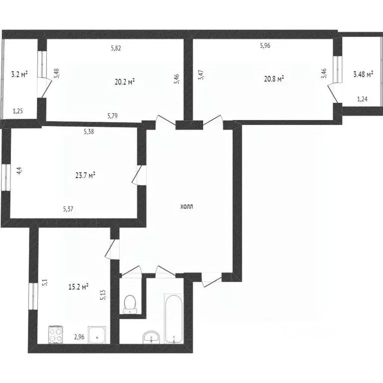 3-к кв. Белгородская область, Белгород Народный бул., 32 (139.9 м) - Фото 2