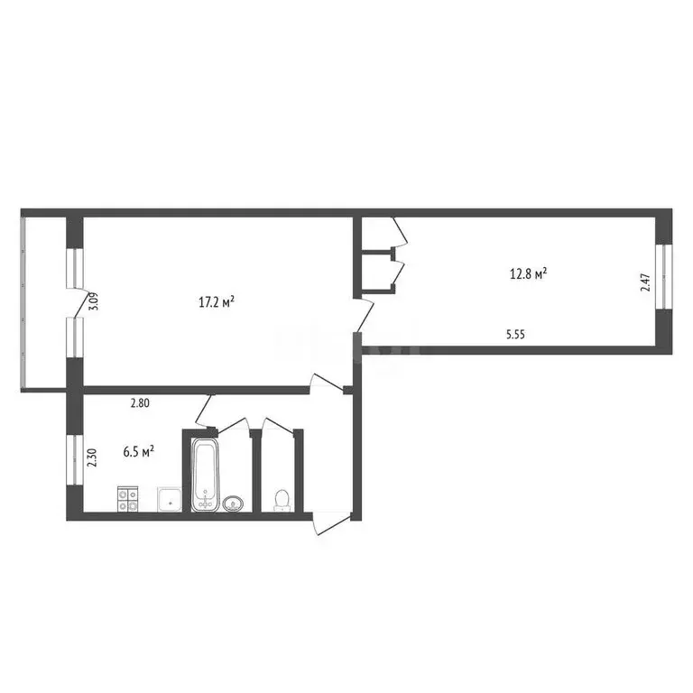 2-комнатная квартира: Тюмень, улица Гастелло, 65 (43.4 м) - Фото 1