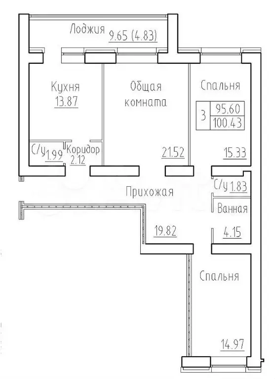 3-к. квартира, 100,4 м, 4/10 эт. - Фото 0