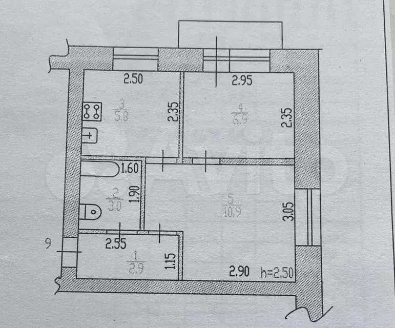 2-к. квартира, 30 м, 3/5 эт. - Фото 0