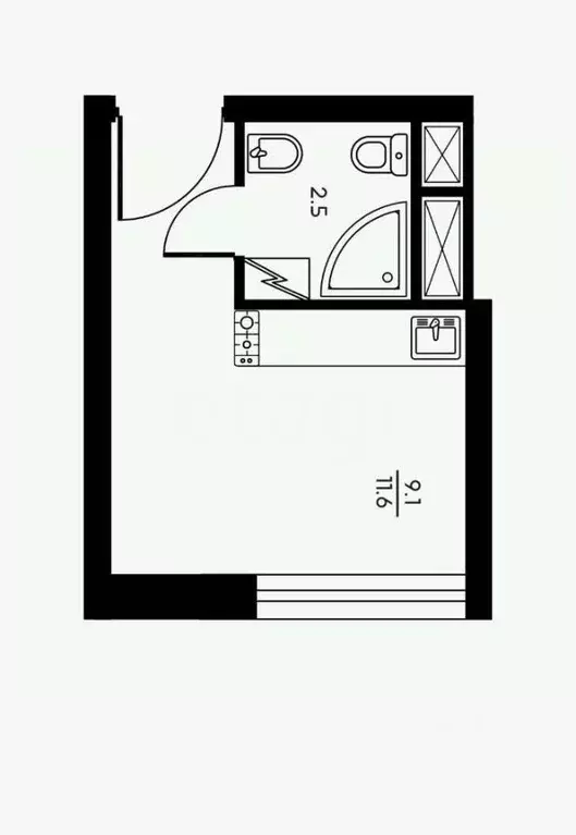 Студия Татарстан, Казань ул. Бари Галеева, 8Ак3 (31.5 м) - Фото 1