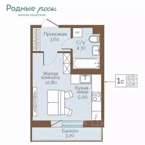 1-к кв. Пермский край, Пермский муниципальный округ, с. Фролы ул. ... - Фото 1