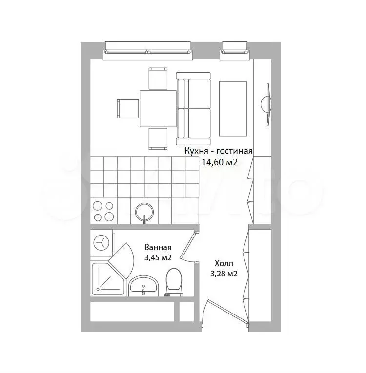 Апартаменты-студия, 21,3 м, 14/16 эт. - Фото 0