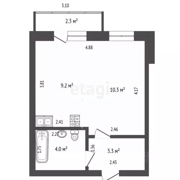 Студия Башкортостан, Стерлитамак просп. Октября, 95 (26.8 м) - Фото 1