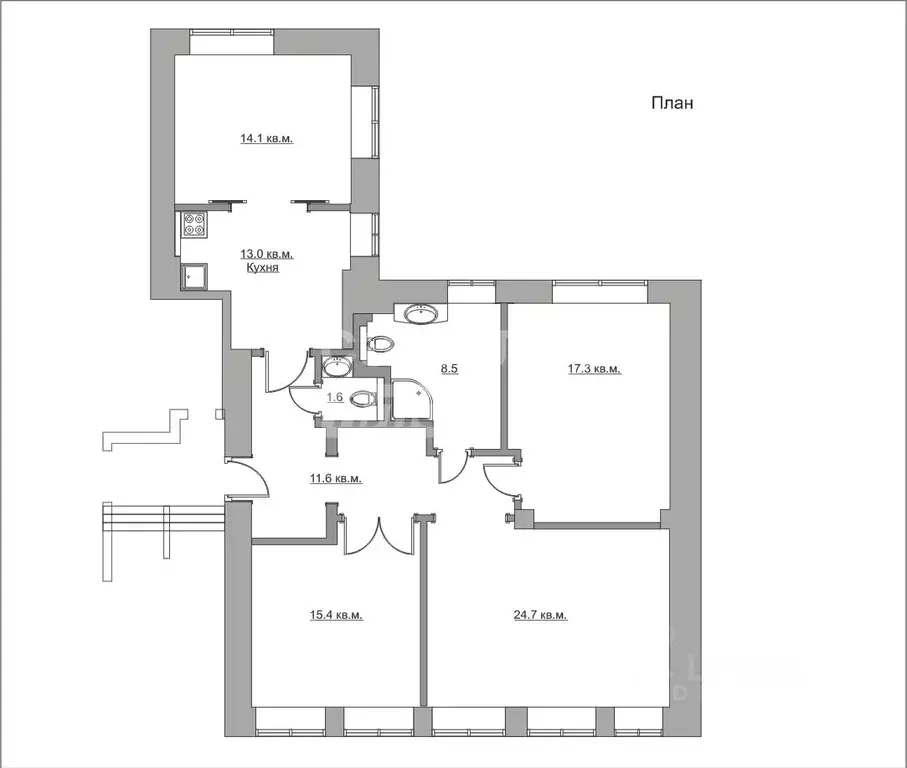 3-к кв. Москва Тверская ул., 6С3 (106.2 м) - Фото 2