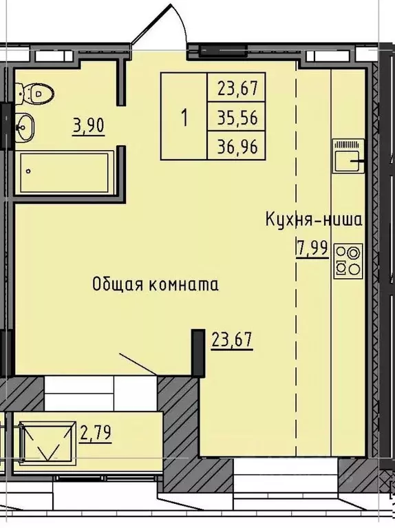 1-к кв. Саха (Якутия), Якутск 37-й кв-л,  (36.96 м) - Фото 0