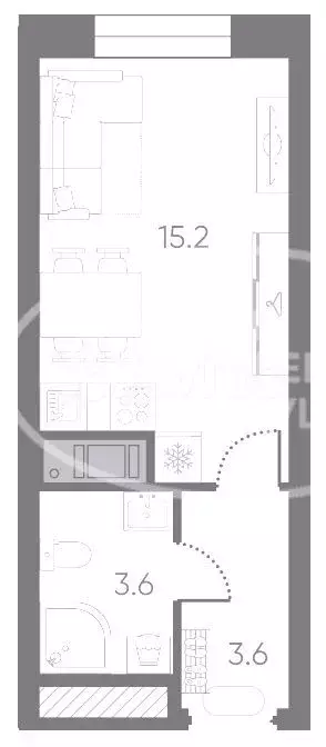 1-к. квартира, 22,4 м, 2/5 эт. - Фото 0