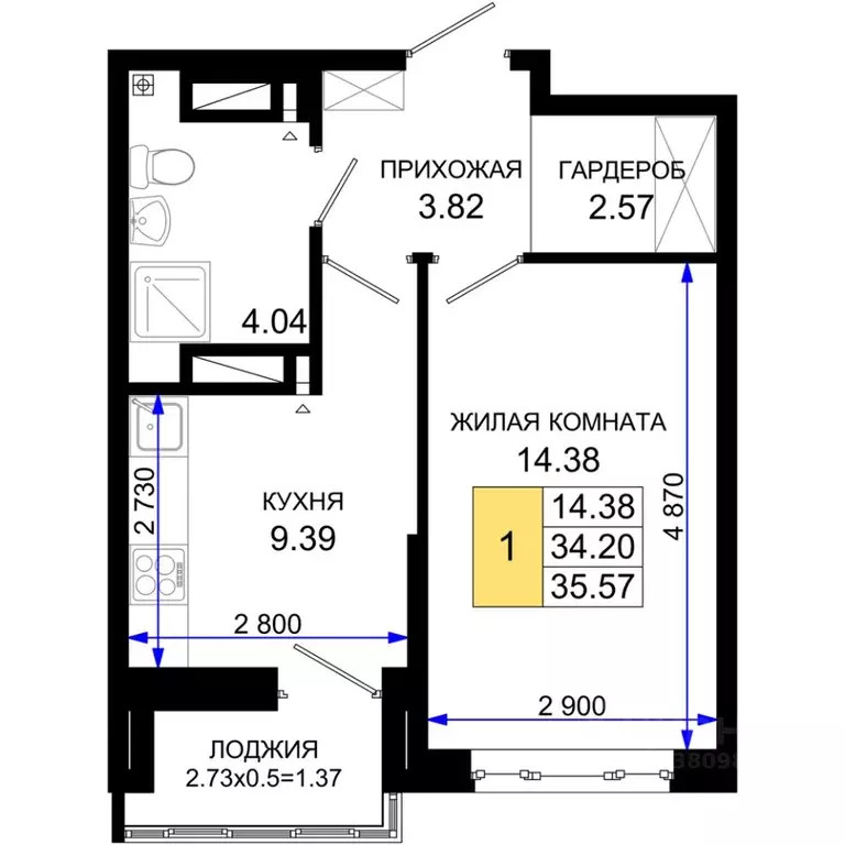 1-к кв. Ростовская область, Ростов-на-Дону Элеваторный пер., 6/2А ... - Фото 0