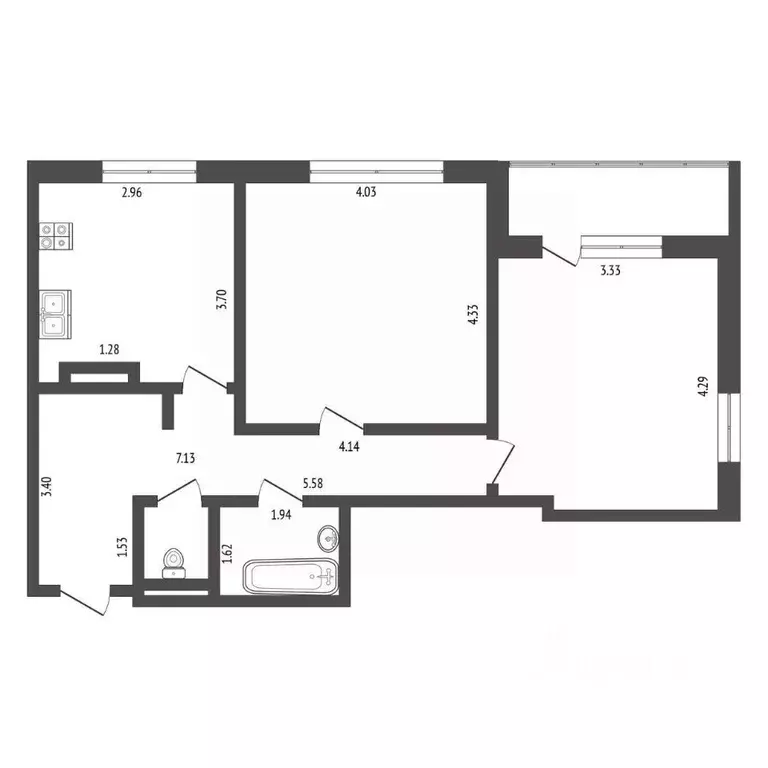 2-к кв. Тюменская область, Тюмень ул. Николая Федорова, 17к1 (60.0 м) - Фото 1