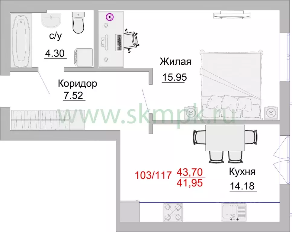 1-к кв. калининградская область, пионерский портовая ул, 5 (47.0 м) - Фото 0