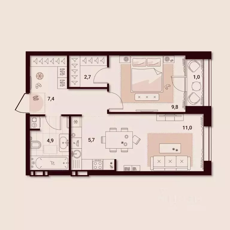 1-к кв. Приморский край, Артем ул. Куйбышева, 11А (42.52 м) - Фото 1