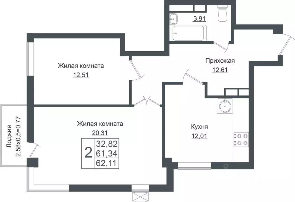 2-к кв. Краснодарский край, Краснодар ул. Карпатская, 1 (62.64 м) - Фото 0