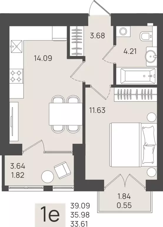Квартира-студия: Калининградская область, Пионерский (35.98 м) - Фото 1