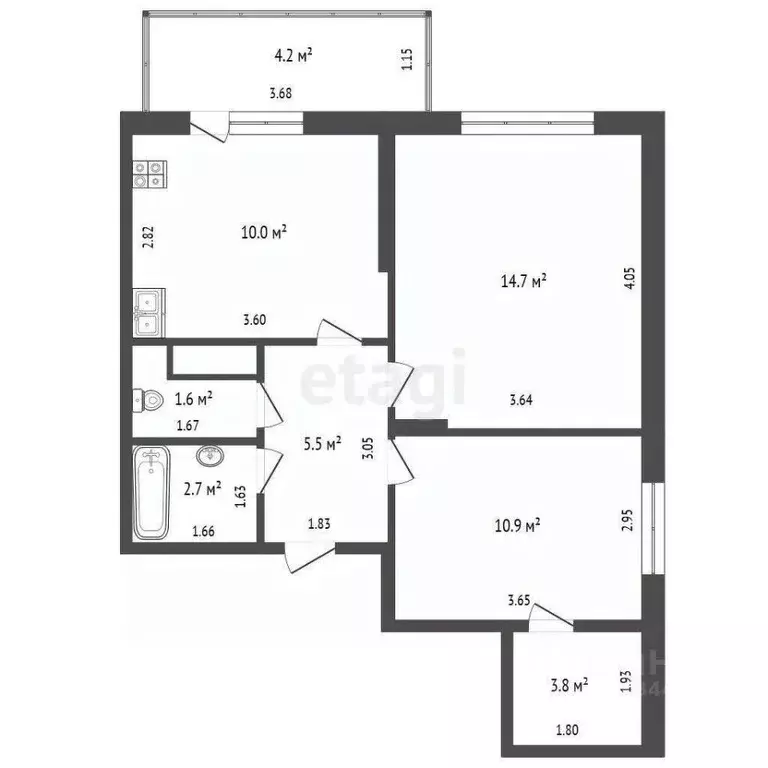 2-к кв. Тюменская область, Тюмень Велижанская ул., 66к1 (49.1 м) - Фото 1
