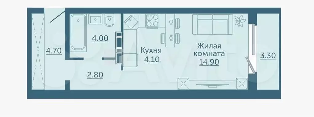 Квартира-студия, 26,5 м, 12/17 эт. - Фото 0