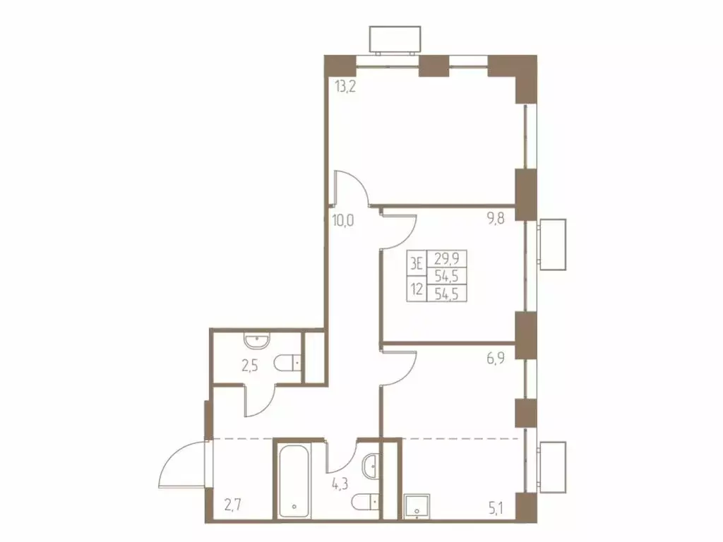 3-комнатная квартира: Пушкино, ЖК Фабрикант (54.5 м) - Фото 0