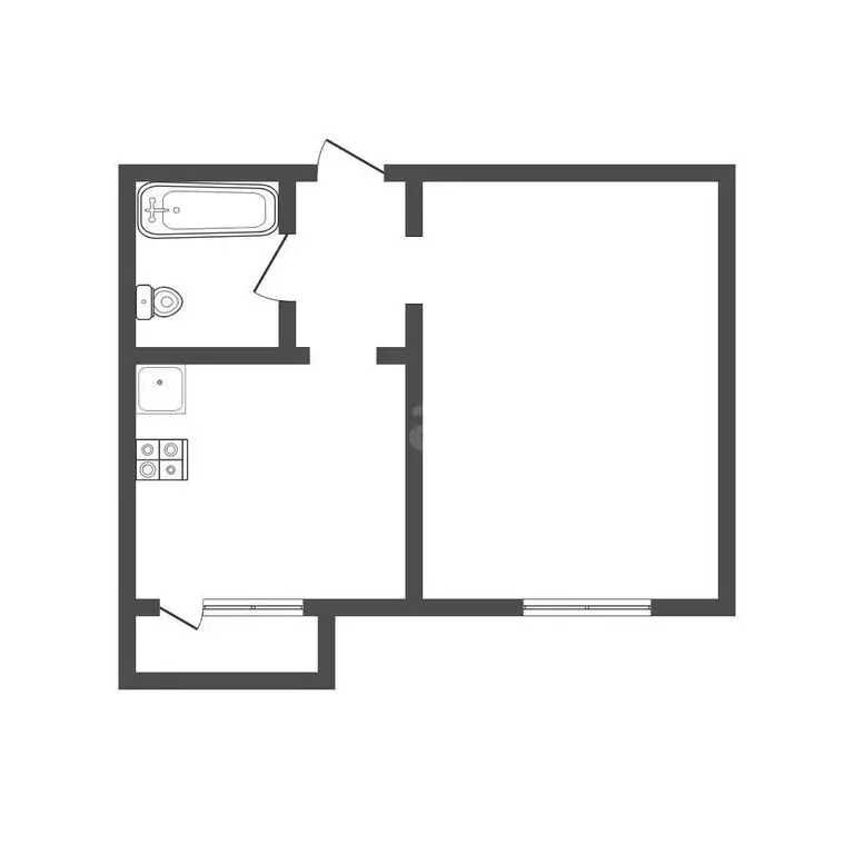1-комнатная квартира: село Большая Талда, улица Вахрушева, 1А (41 м) - Фото 1