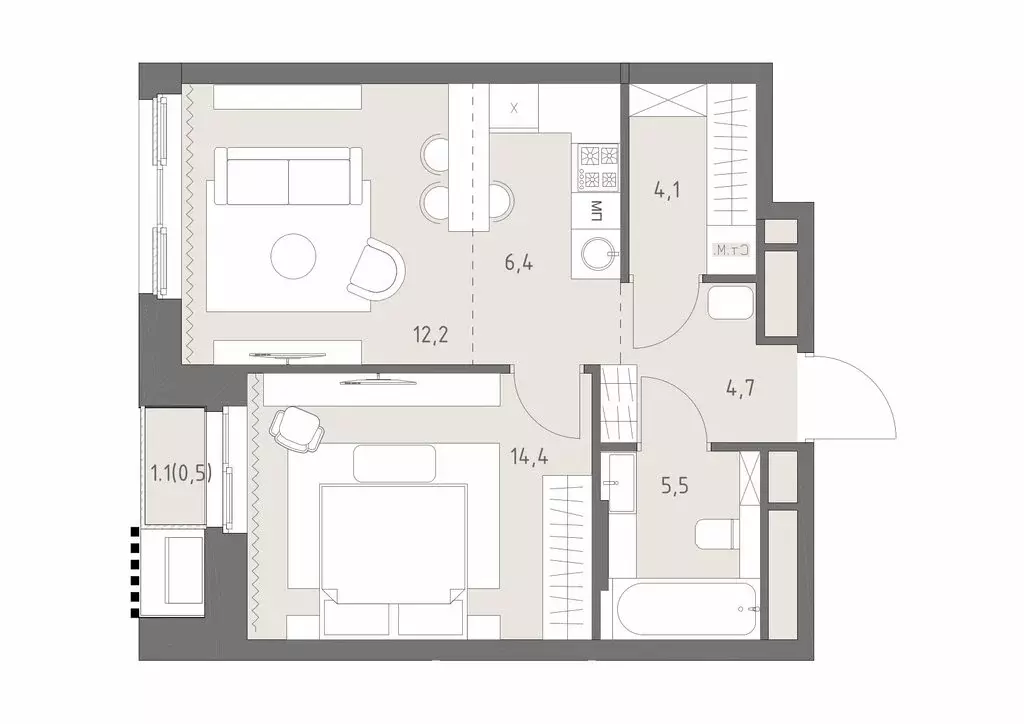 2-комнатная квартира: Москва, ЖК Родина Парк, к1 (47.8 м) - Фото 1