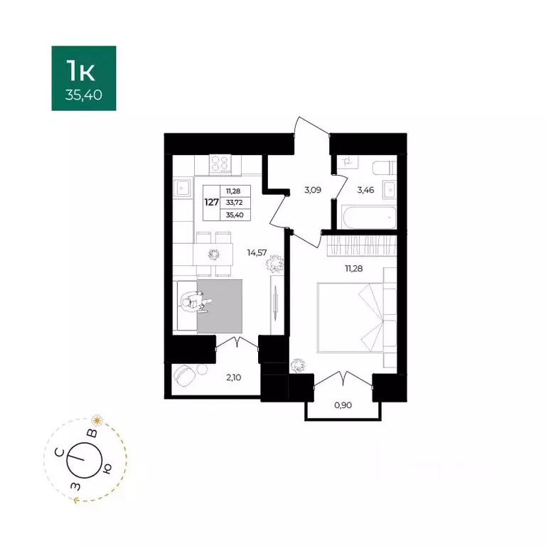 1-к кв. Ярославская область, Ярославль Северный жилрайон, 15-й мкр, ... - Фото 1