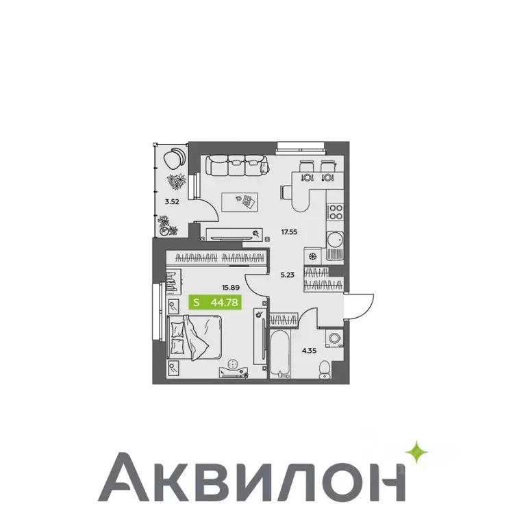 1-к кв. Архангельская область, Северодвинск  (44.78 м) - Фото 0