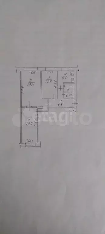 3-к. квартира, 59,7 м, 1/5 эт. - Фото 0