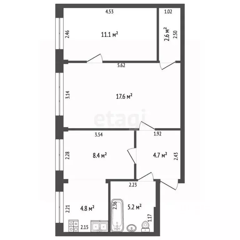 2-к кв. Забайкальский край, Чита Северный мкр, 7 (54.4 м) - Фото 1