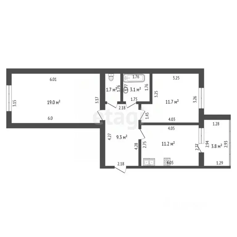 2-к кв. Башкортостан, Стерлитамакский район, Отрадовский сельсовет, с. ... - Фото 2