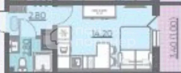 Студия Санкт-Петербург просп. Орлово-Денисовский, 19к1 (20.9 м) - Фото 2