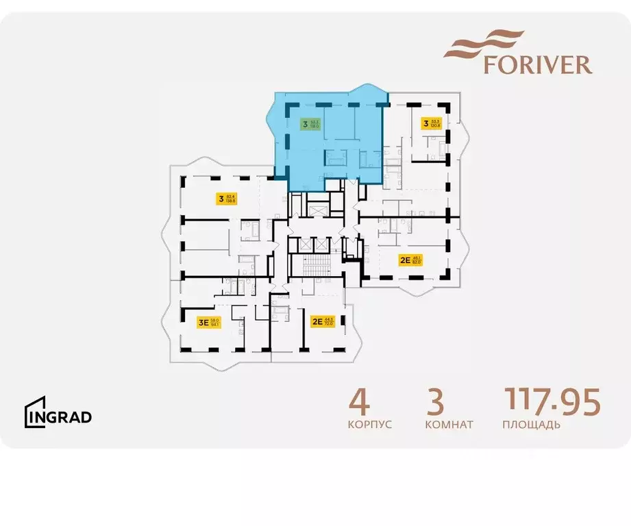 3-к кв. Москва Г мкр, Форивер жилой комплекс, 4 (117.95 м) - Фото 1