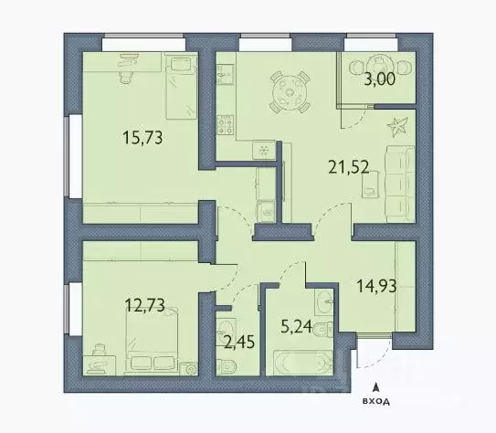 2-к кв. Брянская область, Брянский район, пос. Мичуринский, ... - Фото 1