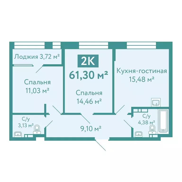 2-комнатная квартира: Тюмень, улица Павла Никольского, 12 (61.3 м) - Фото 0