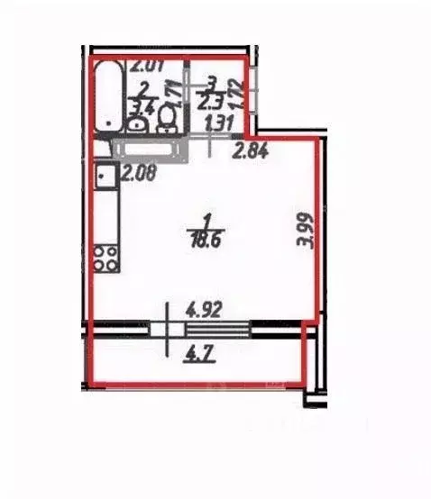 студия санкт-петербург просп. королева, 69 (24.3 м) - Фото 1