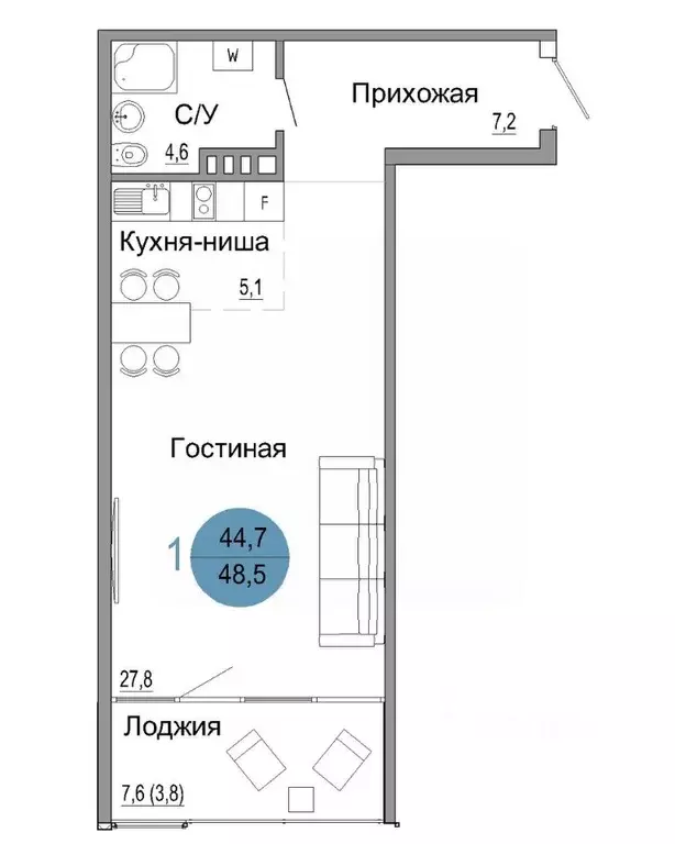 1-к кв. Крым, Керчь Белый город жилой комплекс (48.5 м) - Фото 0