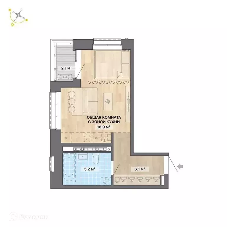 Продаётся квартира-студия, 32.3 м - Фото 1