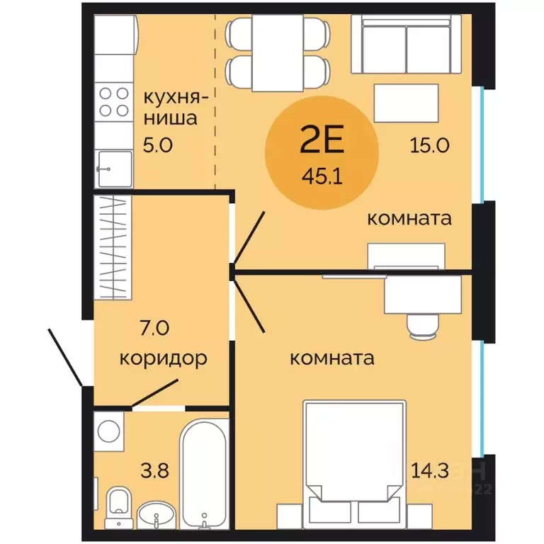 2-к кв. Пермский край, Пермь Краснова мкр, Красное яблоко жилой ... - Фото 0