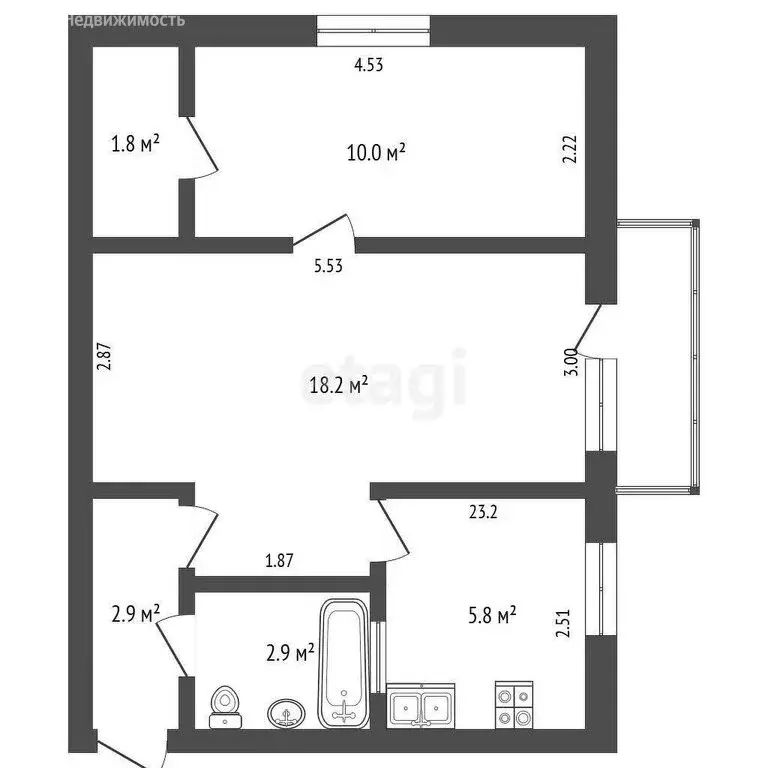 2-комнатная квартира: Севастополь, улица Гоголя, 20Б (41.6 м) - Фото 1