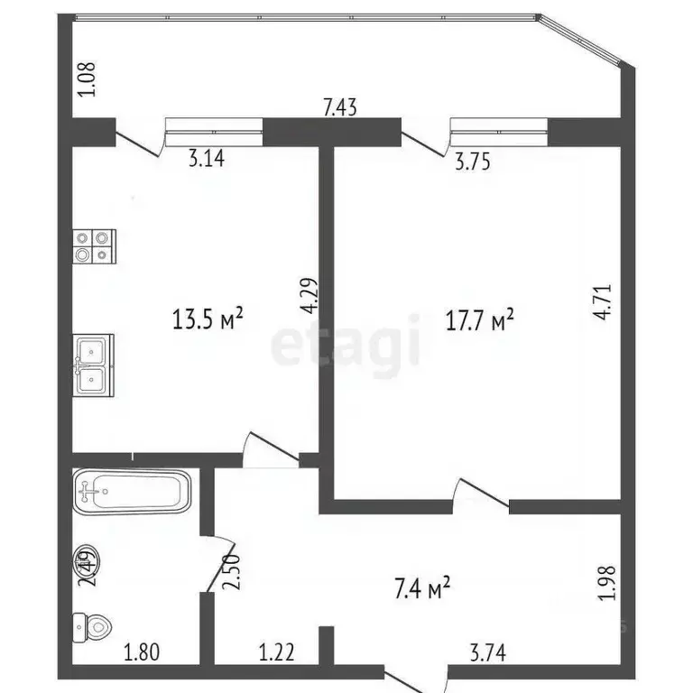 1-к кв. Московская область, Красногорск Успенская ул., 28 (48.5 м) - Фото 1