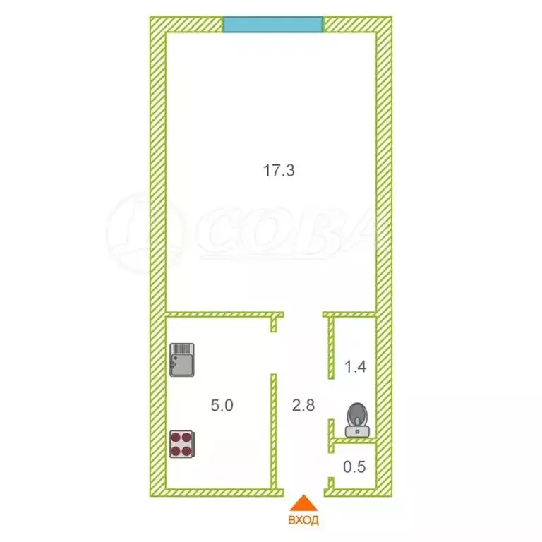 1-комнатная квартира: село Орёл-Изумруд, Петрозаводская улица, 29 (27 ... - Фото 2