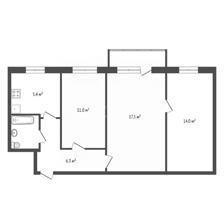 3-к кв. Красноярский край, Красноярск ул. Крупской, 14 (57.1 м) - Фото 0