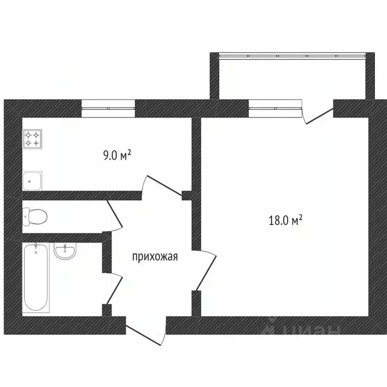1-к кв. Белгородская область, Белгород ул. Буденного, 14 (35.0 м) - Фото 2
